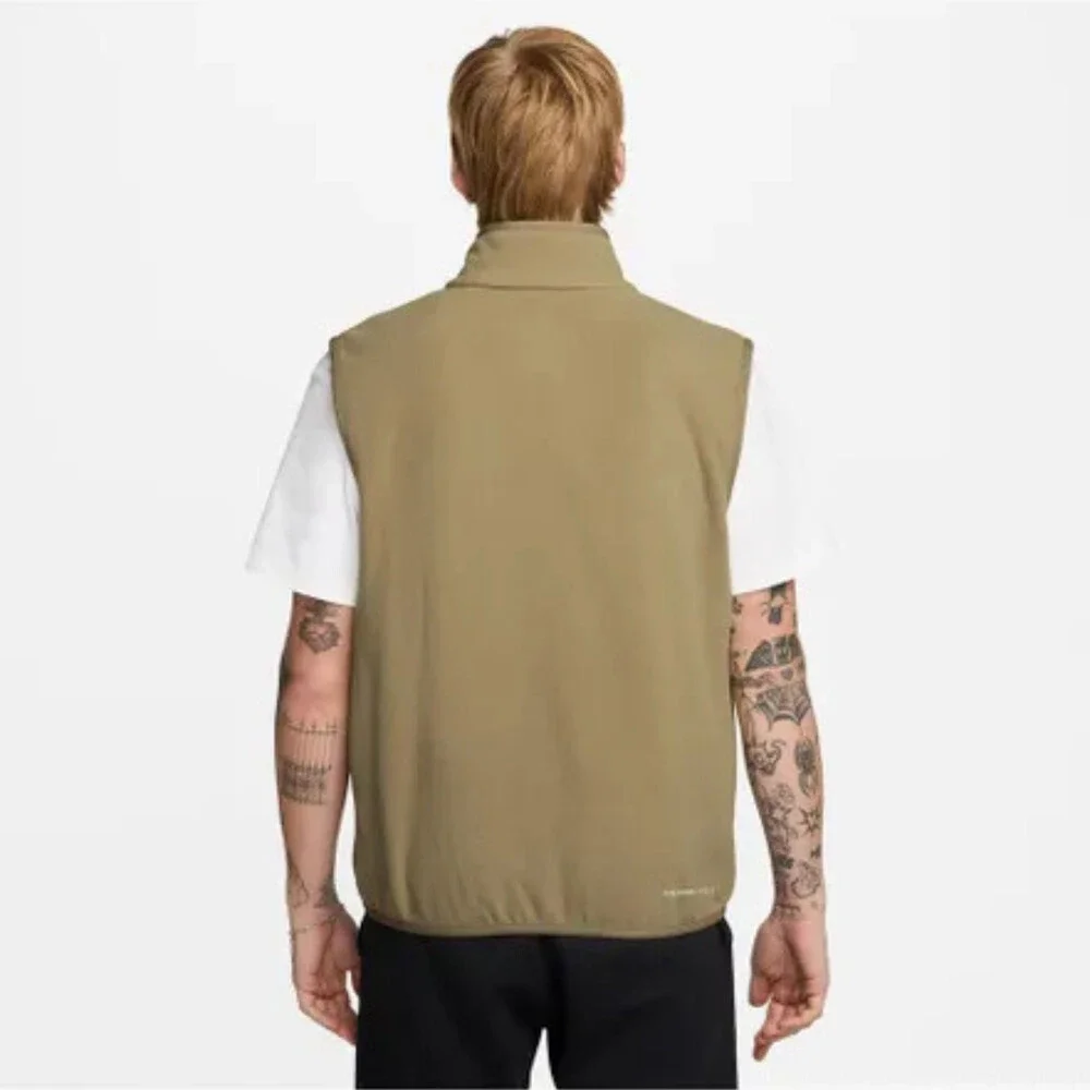 Nike Sportswear Club Winterized Vest Men Beige Fleece Loose Fit Full Zip JAX1766